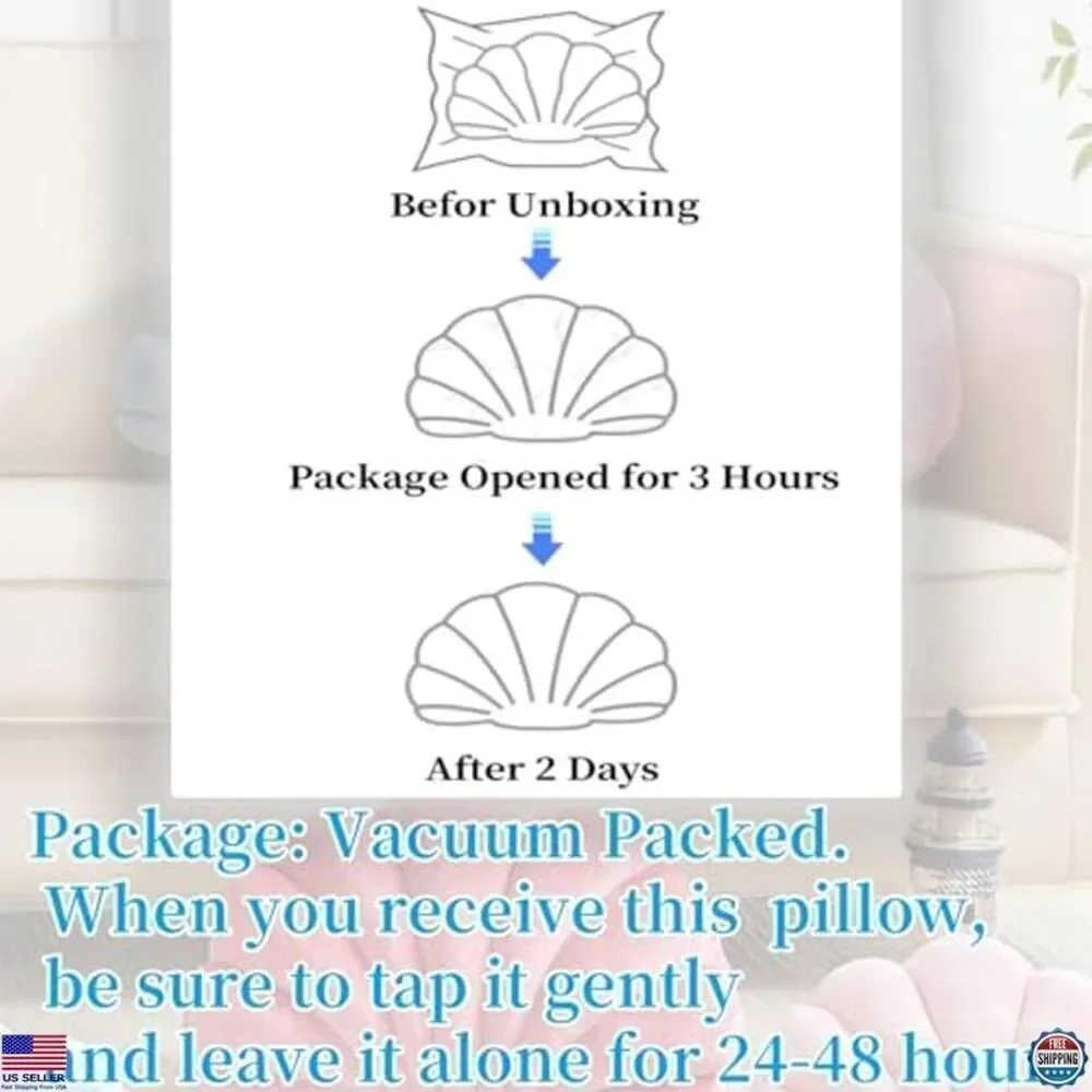 Light Blue Seashell Decorative Pillow 13x10 Inch Cute Throw Pillow for Home